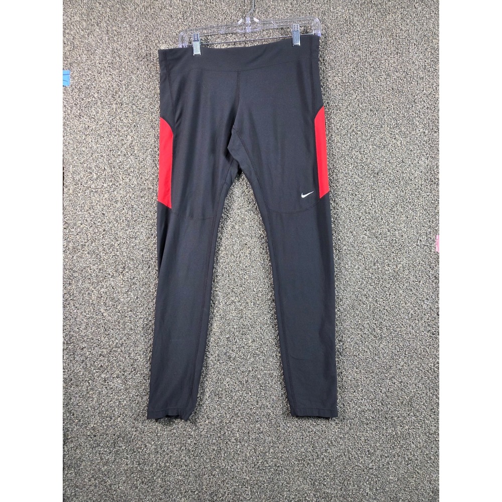 Nike Dri-Fit Athletic Pants Mens Large Black Red Sporty Fitness Sweats 0339 - Picture 1 of 5